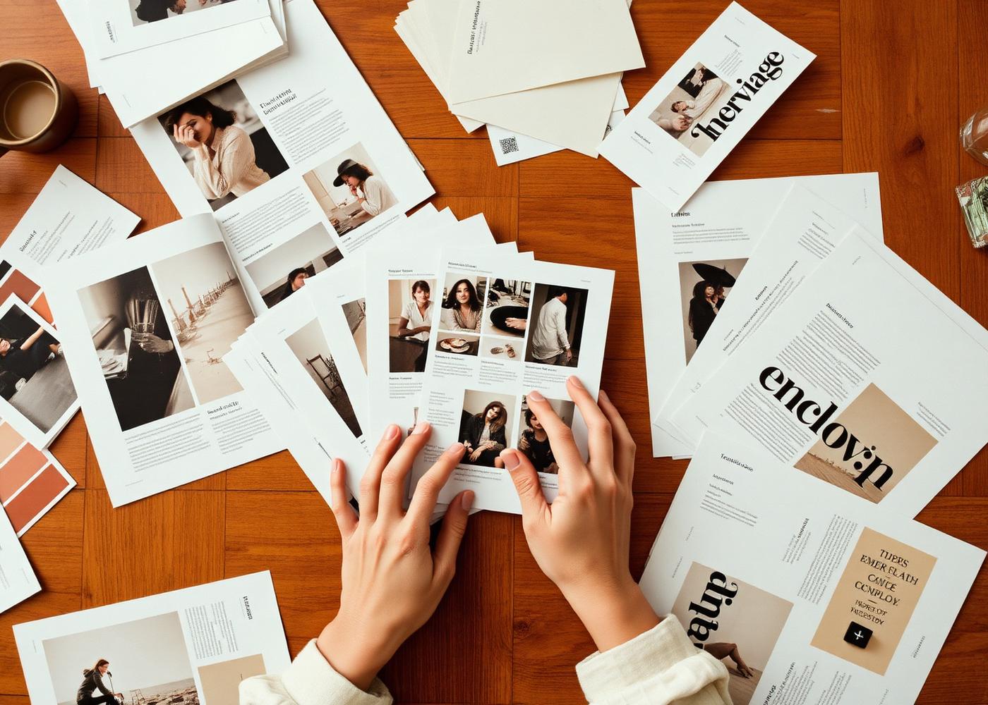 Editorial flatlay of design process